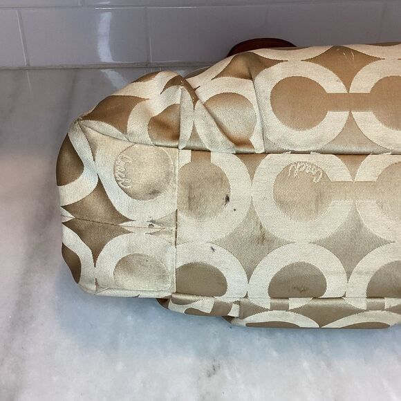 Coach Maggie Madison TanOrange OpArt Classic Hobo - Picture 7 of 16